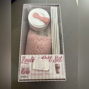 Pink Ladies Gift Set — Travel Cup, Straws & Cozy Socks